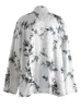 Blouses pour femmes Xiwen White Imprimé boucle à grande taille Blouse vintage Femme Abèle Longe Chemise Fashion Tide Spring Automne 2024 XF1842