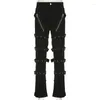 Damesjeans 2024 Autumn Spicy Girls Street Fashion Hip Hop Gepersonaliseerde zware industrie Kip ogen Knop Riem