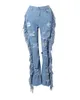 Jeans femminile femminile con cerniera strappata pantaloni a fagare a tutta lunghezza femminile High Street Aumenta i pantaloni 2024