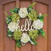 Flores decorativas 1 pc Wreath Wreath Wreath Green White Porta Decoração