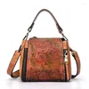 Bag VOLASSS Retro Women Genuine Leather Shoulder Crossbody Bags For Woman Vintage China Style Ladies Embossed Female Handbags