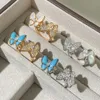 Classic fofo designer de borboleta anel azul de borboleta brilhante anéis de diamante bling anéis