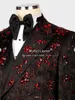 Herrenanzüge elegante Jacquard -Männer für Hochzeit maßgeschneiderte 2 Stücke Doppelbrust Jacke Hosen Bräutigam Smoking Dinnerparty Prom Blazer