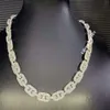 Mode sieraden Moissanite White Gold Cuban Link Chain Hip Hop Trend Party 925 Sliver ketting