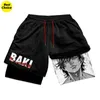 Anime Baki Hanma Gym Workout Shorts for Men Athletic Quick Dry 2 in 1 Compression Cosplay Costume 240403