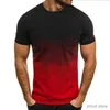 Erkek Tişörtler Avrupa ve Amerikan Yaz Erkekler Sıradan Spor T-Shirt Moda Gradyan Yuvarlak Boyun Kısa Kollu Erkek Sweatshirt