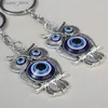 Keychains Lanyards Fashion Blue Evil Oog Owl Animal Key Chain Mens Glass Trend Retro Trkiye Lucky Eyes Tassel Bag Car Sieraden Y240417