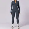 Active Sets Yoga Set Sexy Long Sleeved Jumpsuit Suit Zipper Gym Exclusieve Push Up Sit Ups Workout Kleding Fitness Bodysuit Sportkleding