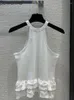 Women's Tanks Baeromad Fashion Runway Summer White Color Casual Vest Solid O-Neck Sleeveless Loose Cascading Flounces Hem