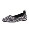 Casual Shoes Spring And Autumn Shallow Mouth Set Of Flat Women's Bean Sequins Single Shoe Woman