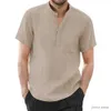 Men's T-Shirts Mens Short Sleeve T-shirt Cotton and Linen Casual Men T-shirt Solid Color Summer Shirt Male Cozy Breathable US Size