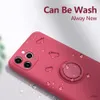 Cell Phone Cases Liquid Silicone Starp Phone Case For phone 13 12 Mini 11 Pro XR X XS Max 7 8 6 Plus SE Magnetic Ring Holder soft Cover