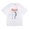 デザイナーTシャツ春夏rhudeシャツ男Tシャツ女性ティースケートボード特大の男性半袖TシャツブランドメンズTシャツUSサイズS-XXL