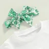 Clothing Sets St Patrick S Day Baby Girl Outfit Toddler Born Short Sleeve T-shirt Shamrock Flare Pants Headband 3Pcs Clothes Set