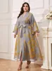 Ethnic Clothing Dubai Arabic Embroidery Long Maxi Dress Plus Size Abaya Muslim Kaftan Islamic Turkey Marocain Robe Party Gown Caftan