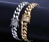 10mm Miami Cuban Link Iced Out Gold Silver Stainless Steel Armband Hip Hop Bling Chains Jewelry Mens Armband4801585