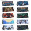 Sunglasses Cases Cute Triangle Glasses Box Cartoon Printed Folding PU Waterproof Strong Magnet Eyewear Case Portable Protective Organizer Y240416