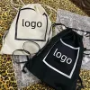 Quality Black White Canvas Bag Classic Logo Printed Backpack Large Capacity Shopping Bag Single Shoulder Bag Beach Portable Environmental Bags