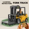 Diecast Model Cars Remote Control Forklift 2.4G RC Toy Gift Car LED Light with Simulated Sound and Light Engineering Car Education Toy J240417