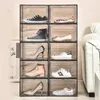 Combination Flip Shoe Cabinet for Home Dormitory Acrylic Magnetic Absorption Box Transparent Storage Box 240318