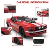 Diecast Model Cars 1 16 RC CAR RETRO Ford Mustang Model 4-Channel Remote Control Car 27MHz With Music Lights Childrens Christmas Gift Toy J240417