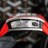 Men Watch Riem Top Fashion White Mechanisch merk Rubber Nieuw Automatisch Red Self Case Windend vegen met