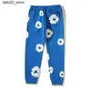 Men's Pants 2024 European and American street cotton sweatpants Kapuk foam printed plush loose sweatpants Unisex jogger Wreath Design Q240417