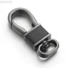 Keychains Lanyards Classic Metal Keychain Individualiteit Lederen Key Chains Holder Spring Buckle Diy Accessoires Tasketen All-match Keyrings K397 D240417