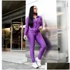 Womens Two Piece Pants Women S-2xl Outfits 2 Set Designer Plain Jacket Fall Winter Casual Clothing Yoga Cardigan Leggings Tracksuit Dr Dhwqt