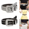 Belts Rhinestone Belt Adjustable PU Leather For Formal Dress Trousers Skirt