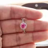 Real Pink 925 Sterling Silver Ring for Women Round 1CT 2CT Brilliant Diamond Finger Band Wedding Jewelry Gift 240417