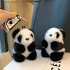 Peluş Anahtar Panda Peluş Peluş Kadın Çanta Süsleri Sevimli İmitasyon Mink Kürk Panda Araba Anahtar Zinciri Y240415