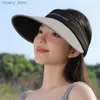 Visor Ny stil Kvinnor tomt hatt för sommarsolshade/UV-skydd utomhus fritid/mode solhatt koreansk version av sporten y240417