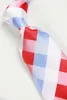 Bow Ties Classic Plaid Red Blue Silver Tie Jacquard geweven zijde 8 cm Heren Ntransactie Business Wedding Party Formele nek