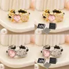 Never Fade Brand Letter Gold Plated Stainless Steel Open Band Rings Fashion Designer Heart Crystal Rhinestones Ring for Womens Wedding Jewelry Gifts