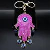 Keychains Lanyards Hand von Fatima türkeiblaue Augen Quaste Keychain Lucky Hamsa Hände Turkische Augen Schlüsselringheizjuden Chaveiro Para Carro K9064 Y240417