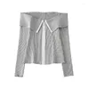 Work Dresses TRAFZA Spring Suits Woman 2024 Trendy Grey Turn-Down Collar Long Sleeves Zipper Cardigan High Waist Slim Elegant Skirts