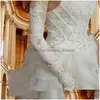 Свадебные перчатки половые кружевные свадьбы удлиненные красно -белые длинные аксессуары без пальцев из белой слоновой кости.
