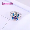 Cluster anneaux Arrivée Mariage en cristal violet 925 Anneau de doigt d'opale en argent sterling pour les femmes de la Saint-Valentin anillos bijoux