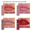 6 cores/conjuntos de veludo líquido fosco de batom lip gloss Sexy maquiagem hidratante hidratante de esmalte à prova d'água presente