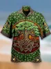 X576 Мужские повседневные рубашки гавайские 3D -печать фэнтезийная картина с коротким рукавом кубинская пляжная одежда Y2K Желтые вершины 240417