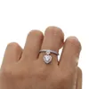 Klusterringar 2024 Kvinnor Silverpläterade Crystal CZ Bling Sparking Valentine Girlfriend Love Heart Shaped Ring Bridal Wedding Jewelry