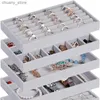 Accessoires Organisateurs d'emballage Soft Velvet Empilable Bijoux de bijoux Case de bijoux Boîte de rangement Portable Bonques d'oreilles Organisateur de collier Y240423 ENVT