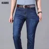 Kubro Mens Jeans Summer Thin Pants Straight Blue Jean Baggy Casual Work Denim Pant High Elasticity Wide Leg Business Male 240417