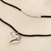 Anhänger Halsketten Verstellbare Herz Halskette Y2K Schmuck Einfacher Punk Liebe doppelschichtige INS -Schlüsselbeutel Kette Frauen