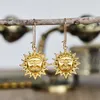 Boucles d'oreilles en pente vintage Soleil Oreille d'oreille Gold Pendants pour femmes ACCESSOIRES DE L'OEILLE RETRO FEMEL
