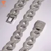 Nya ankomst mode smycken populära vita guldpläterade S925 isade ut 18 mm VVS Moissanite Hip Hop Initial Cuban Chain Men Necklace