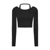 Chemises actives Femme Sports Top Yoga Fitness Fitness Outdoor Jogging Sportswear Cycling Hanging Cou Long Gyeve Gym Home Femme Training Veste