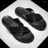 Slippers Mens Summer Shoes Fashion Leisure Men Sandals Breathable Leather Beach Double-usage Male Cool Footwear