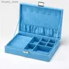 Tillbehör Förpackningsarrangörer Bloong New Velvet Jewelry Box Multifunktionell örhänge Ringhalsband Lagring Fodral Display Holder Women Gift Y240417